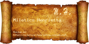 Miletics Henrietta névjegykártya